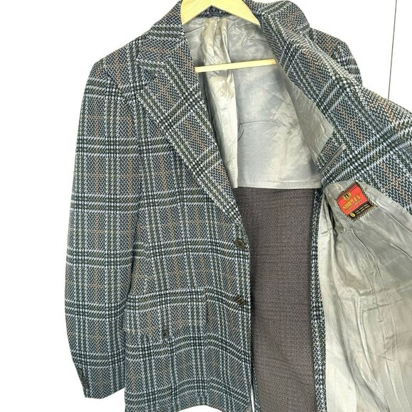 Vintage 70s Blazer Mens 40R 100% Wool Plaid Sport Coat Jacket Hipster Retro - Picture 8 of 9